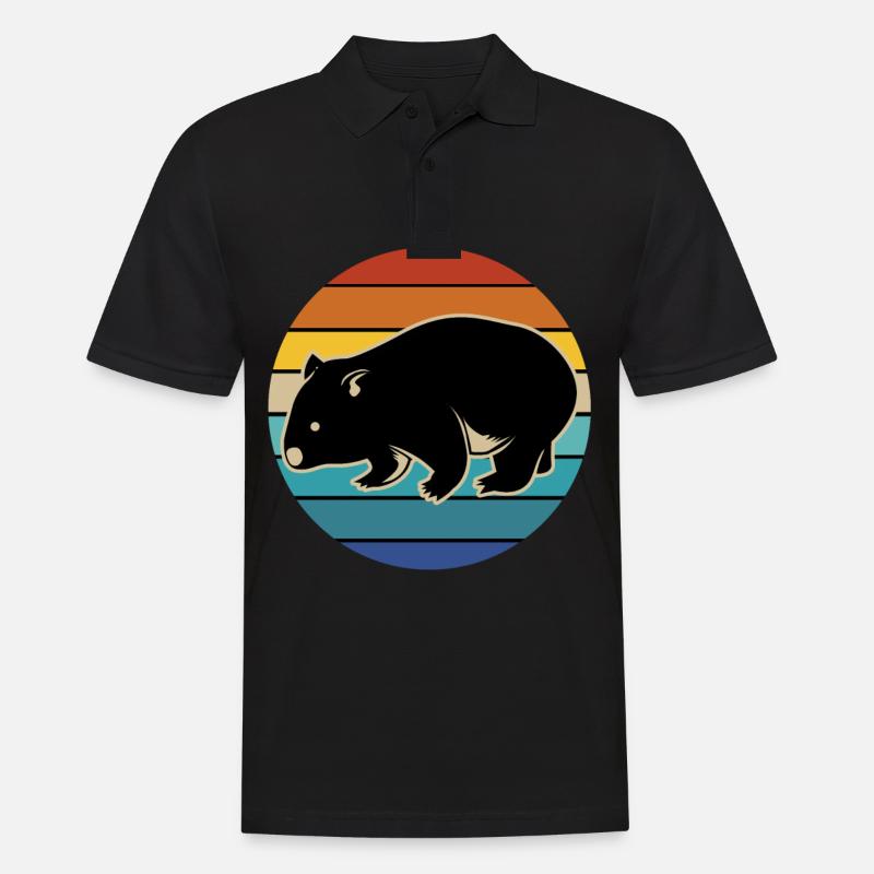 Wombat Australien Beuteltier Geschenk Retro - Männer Poloshirt - Schwarz