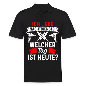 Krankenschwester Nachtdienst witziger Spruch Idee - Männer Poloshirt - Schwarz - Vorne - Kai (181cm)