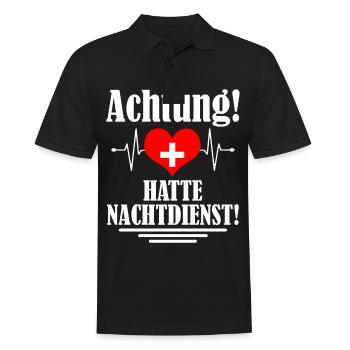 Krankenschwester Nachtdienst Herz EKG Geschenk - Männer Poloshirt - Schwarz - Vorne - Kai (181cm)
