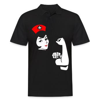 Infirmière femme forte cadeau drôle - Polo Homme - noir - Devant - Kai (181cm)
