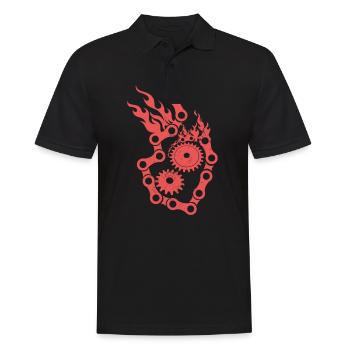 Mountain Bike Chain Gear Wheel Fire Gift - Men's Polo Shirt - black - Front - Kai (181cm)