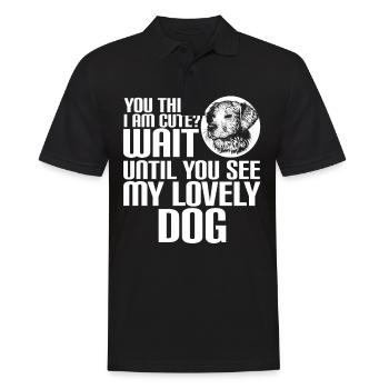 YOU THINK I AM CUTE? LOVELY DOG - Männer Poloshirt - Schwarz - Vorne - Kai (181cm)