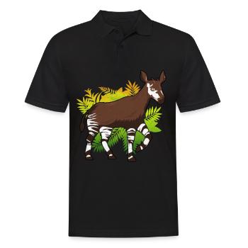 Okapi - Männer Poloshirt - Schwarz - Vorne - Kai (181cm)