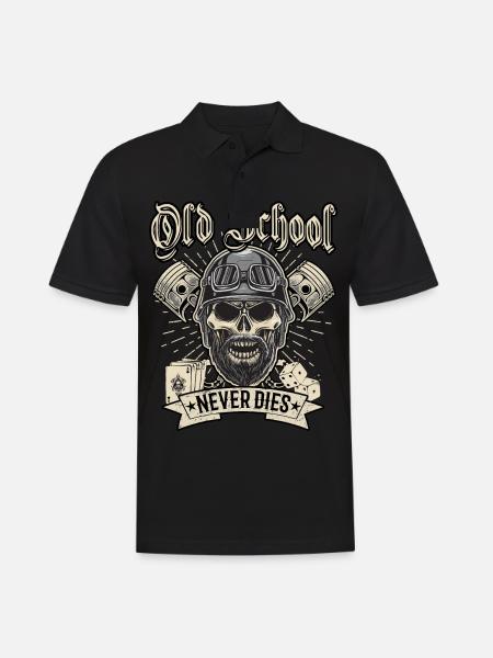 Old School Biker Chopper Motorradfahrer - Männer Poloshirt - Schwarz