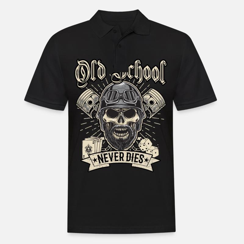Old School Biker Chopper Motorradfahrer - Männer Poloshirt - Schwarz