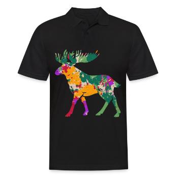 Elch - Männer Poloshirt - Schwarz - Vorne - Kai (181cm)