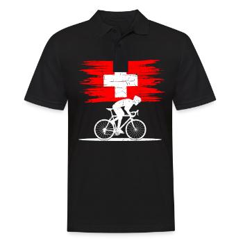 Vélo Vélo Route Cycliste Suisse Cadeau Suisse - Polo Homme - noir - Devant - Kai (181cm)