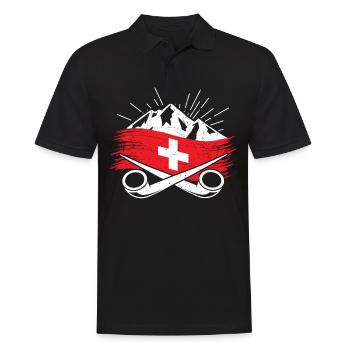 Schweiz Schweizer Alpen Wandern Alphorn Geschenk - Männer Poloshirt - Schwarz - Vorne - Kai (181cm)