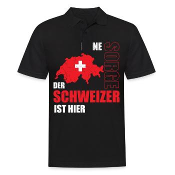 Lustiger Schweizer Spruch Schweiz Fahne Geschenk - Männer Poloshirt - Schwarz - Vorne - Kai (181cm)