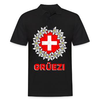 Schweiz Schweizer Grüezi Switzerland Geschenk - Männer Poloshirt - Schwarz - Vorne - Kai (181cm)