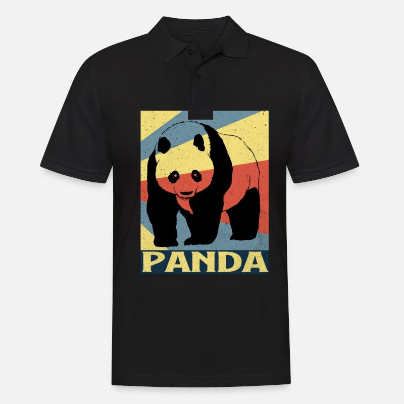 Panda - Männer Poloshirt - Schwarz