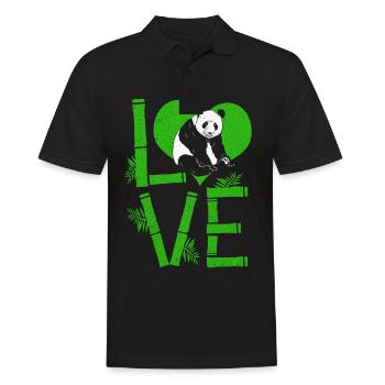Panda - Männer Poloshirt - Schwarz - Vorne - Kai (181cm)