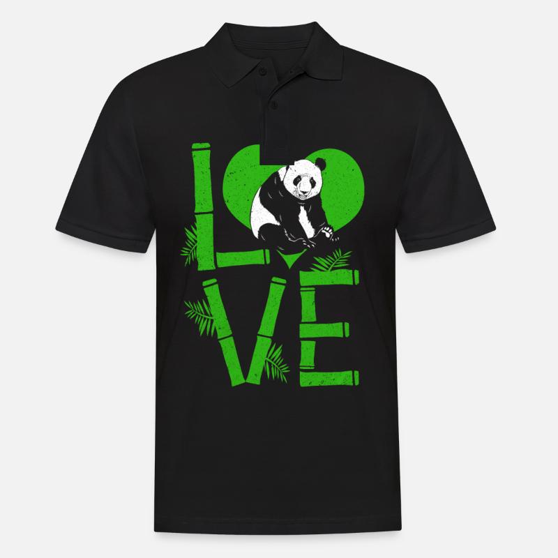 Panda - Männer Poloshirt - Schwarz