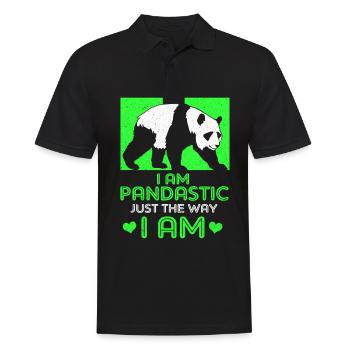 Panda - Männer Poloshirt - Schwarz - Vorne - Kai (181cm)