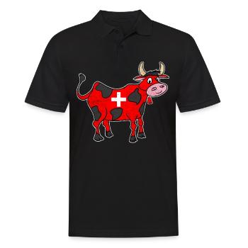 Schweizer Kuh Kreuz süß Geschenk - Männer Poloshirt - Schwarz - Vorne - Kai (181cm)