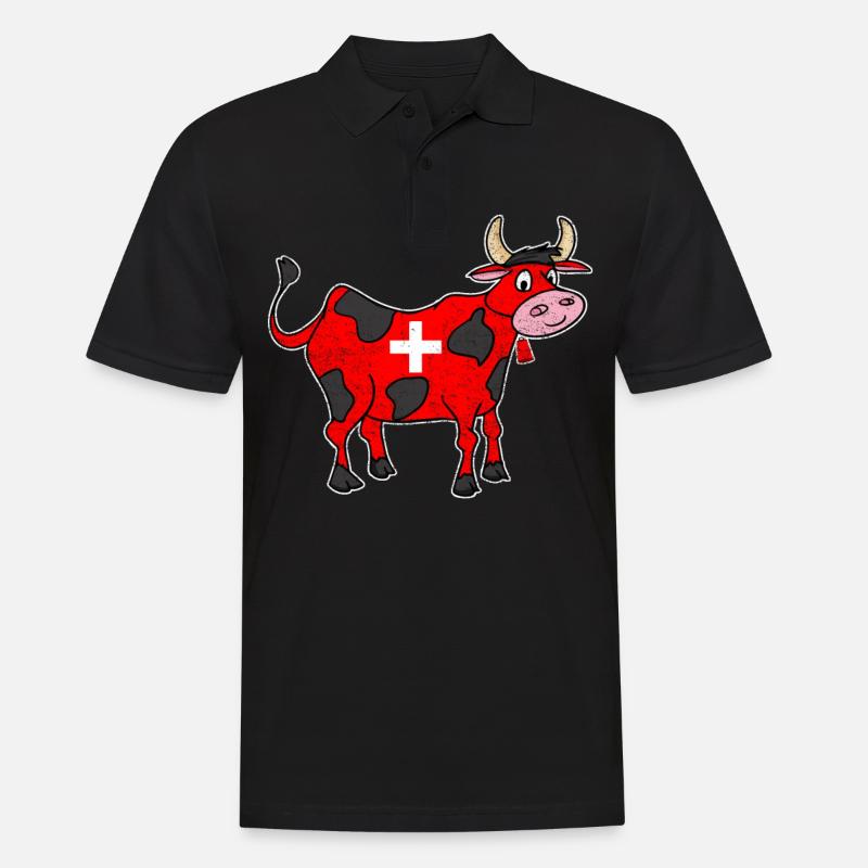 Schweizer Kuh Kreuz süß Geschenk - Männer Poloshirt - Schwarz