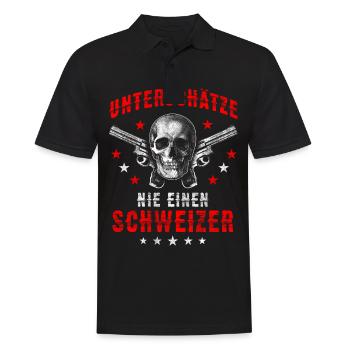 Schweizer lustiger Spruch Totenkopf Geschenk - Männer Poloshirt - Schwarz - Vorne - Kai (181cm)