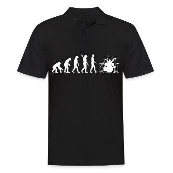 Drummer Schlagzeug Evolution Schlagzeuger Geschenk - Männer Poloshirt - Schwarz - Vorne - Kai (181cm)