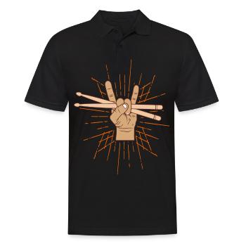 Drummer Rocking Drumsticks Schlagzeuger Geschenk - Männer Poloshirt - Schwarz - Vorne - Kai (181cm)