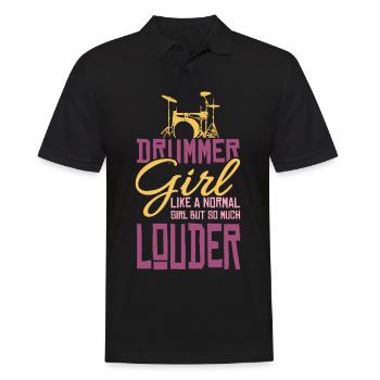 Drummer Girl Musiker Schlagzeuger Geschenk Mädchen - Männer Poloshirt - Schwarz - Vorne - Kai (181cm)