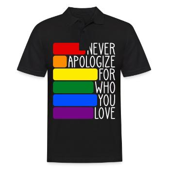 LGBT Homo Ehe Liebe Regenbogen Flagge CSD Geschenk - Männer Poloshirt - Schwarz - Vorne - Kai (181cm)