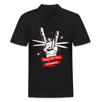Batteur Batteur Drummer Musique Instrument Tambour Band - Polo Homme - noir - Devant - Kai (181cm)