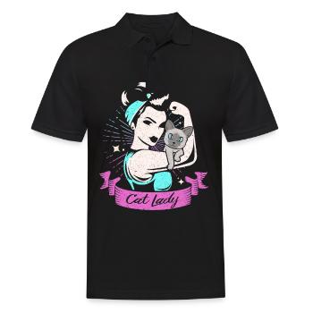Siamkatze - Männer Poloshirt - Schwarz - Vorne - Kai (181cm)
