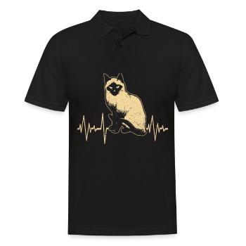 Siamkatze - Männer Poloshirt - Schwarz - Vorne - Kai (181cm)