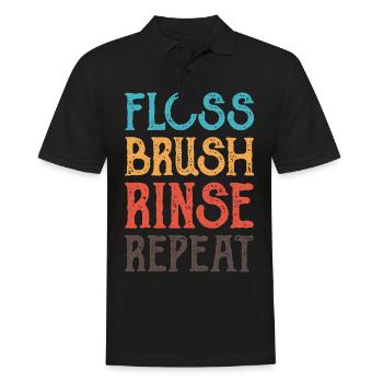 Zahnarzt Zahnseide Zahnarzthelferin Geschenk - Männer Poloshirt - Schwarz - Vorne - Kai (181cm)