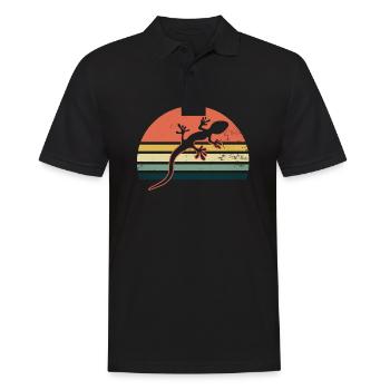 Skink Blue Skink Vintage Retro Sunset Gift - Polo Homme - noir - Devant - Kai (181cm)