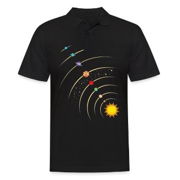 Planeten in unserem Sonnensystem. Erde,Sonne, Mars - Männer Poloshirt - Schwarz - Vorne - Kai (181cm)