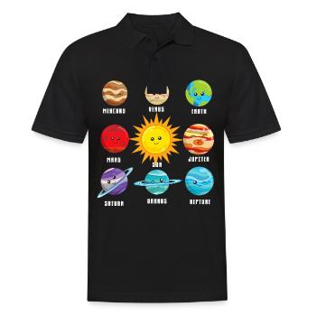 Planets in our solar system.Earth Jupiter, Neptune - Männer Poloshirt - Schwarz - Vorne - Kai (181cm)