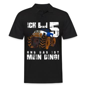 Ich bin 5 und das ist mein Ding, Jungen Geburtstag - Männer Poloshirt - Schwarz - Vorne - Kai (181cm)