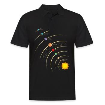 Planeten in unserem Sonnensystem. Erde,Sonne, Mars - Männer Poloshirt - Schwarz - Vorne - Kai (181cm)