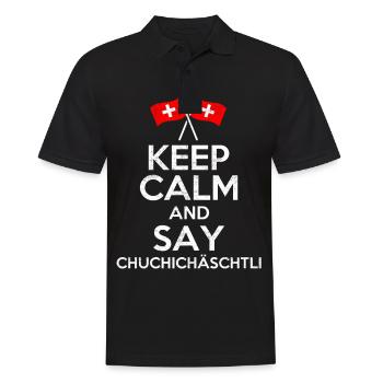 Schweiz Schweizer Keep Calm lustig Geschenk - Männer Poloshirt - Schwarz - Vorne - Kai (181cm)