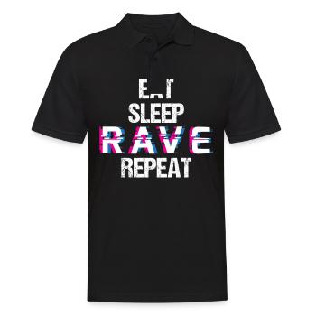 EDM Elektro Musik Lustig Techno Eat Sleep Rave - Männer Poloshirt - Schwarz - Vorne - Kai (181cm)