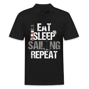 Kapitän Seemann Eat Sleep Sailing Repeat - Männer Poloshirt - Schwarz - Vorne - Kai (181cm)