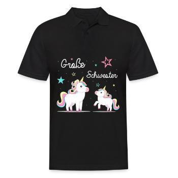 Große Schwester, Süsse Elefanten Geschwister - Männer Poloshirt - Schwarz - Vorne - Kai (181cm)