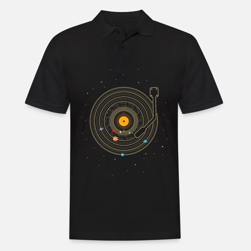 Vinyl record as a solar system with planets - Men's Polo Shirt - black