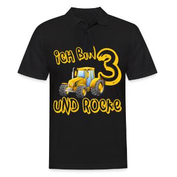 ich bin 3 und rocke mit Traktor,3. Geburtstag Kids - Männer Poloshirt - Schwarz - Vorne - Kai (181cm)