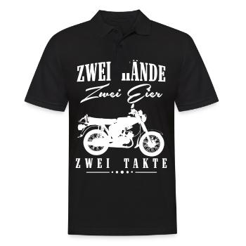 Zwei Hände Zwei Eier Zwei Takte, Simson DDR Moped - Männer Poloshirt - Schwarz - Vorne - Kai (181cm)