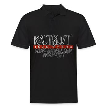 Kaltblut 150% Pferd | Reiter Stall Geschenk - Männer Poloshirt - Schwarz - Vorne - Kai (181cm)