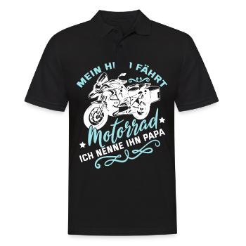 Motards père enfant motard Drôle De dicton - Polo Homme - noir - Devant - Kai (181cm)