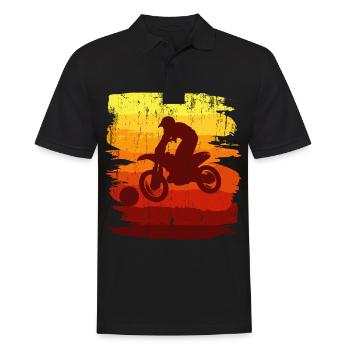 MOTOBALL RETRO cadeau de motocross Dirt Bike rider - Polo Homme - noir - Devant - Kai (181cm)