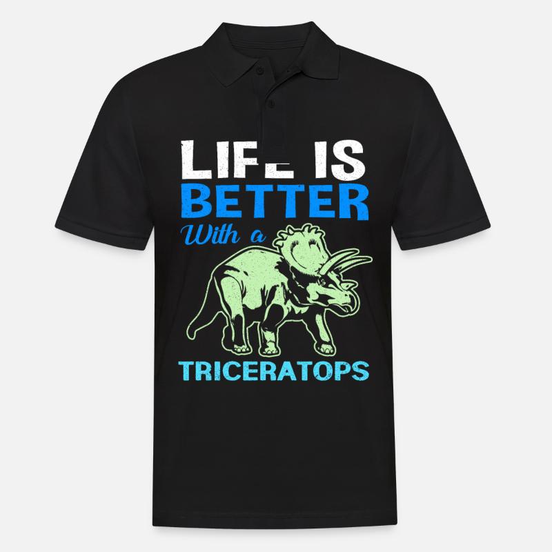 Triceratops - Männer Poloshirt - Schwarz