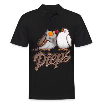 PIEPS ZEBRAFINK Retro Geschenk Für Zebrafinken - Männer Poloshirt - Schwarz - Vorne - Kai (181cm)