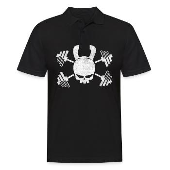 Kraftsport Totenkopf Bodybuilder Geschenk - Männer Poloshirt - Schwarz - Vorne - Kai (181cm)