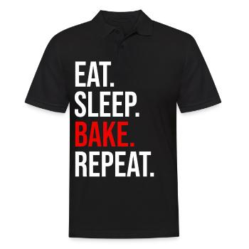 Eat Sleep Bake Repeat Backen Bäcker Geschenk - Männer Poloshirt - Schwarz - Vorne - Kai (181cm)