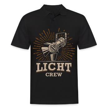 LICHT CREW Retro Licht Lichttechniker Geschenk - Männer Poloshirt - Schwarz - Vorne - Kai (181cm)