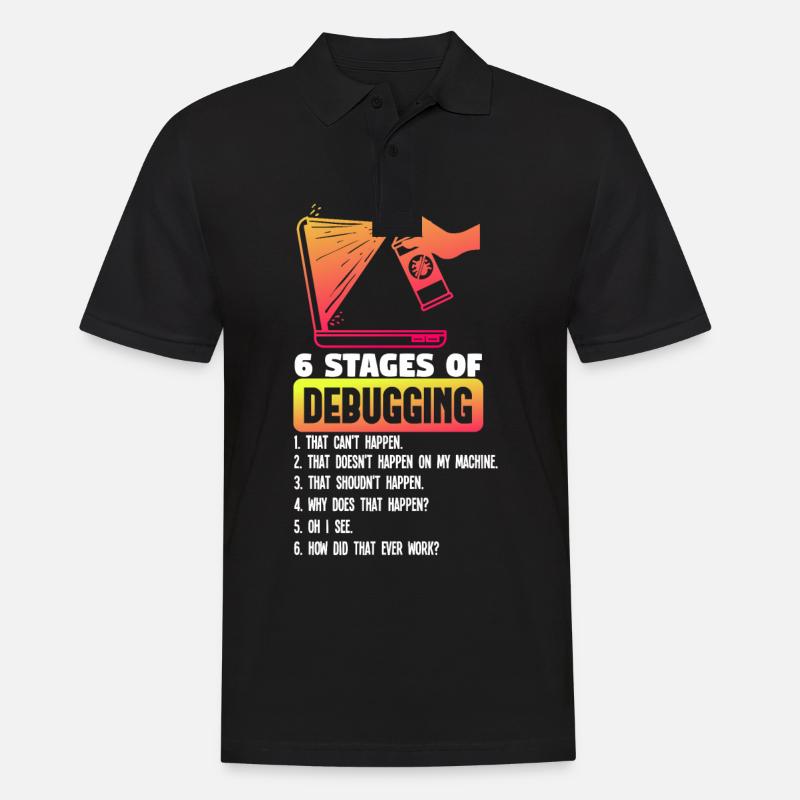 6 Stages Of Debugging - Männer Poloshirt - Schwarz